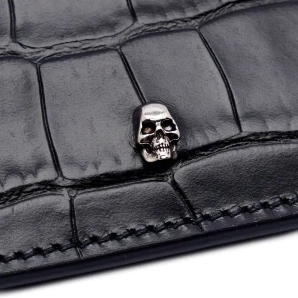 Alexander McQueen Black Embossed Croc Card Holder - Picture 3 of 3